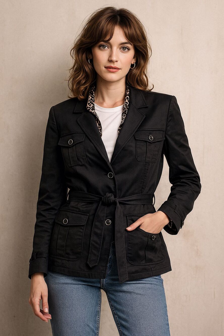 Vintage Women's Le Suit Black Belted Utility Blazer – Size 16 (2000s)